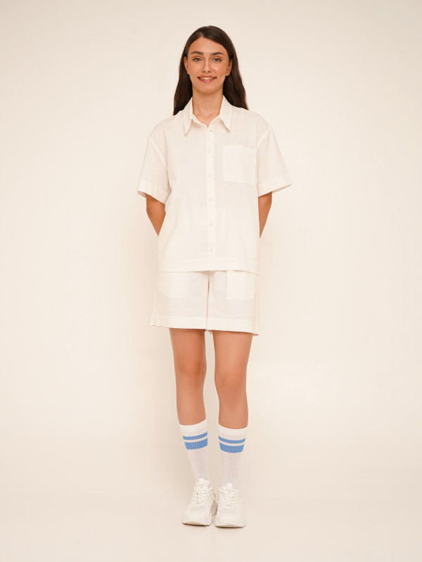 Сорочка однотонна жіноча LAWA K-WTC02392 XL Молочний shop (2000990648853)  Фото №1