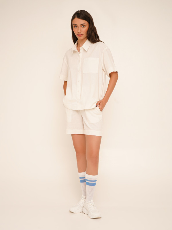 Сорочка однотонна жіноча LAWA K-WTC02392 XL Молочний shop (2000990648853)  Фото №0