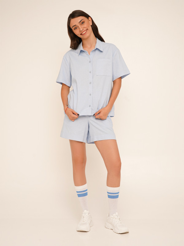 Сорочка однотонна жіноча LAWA K-WTC02392 XL Блакитний shop (2000990641861)  Фото №0