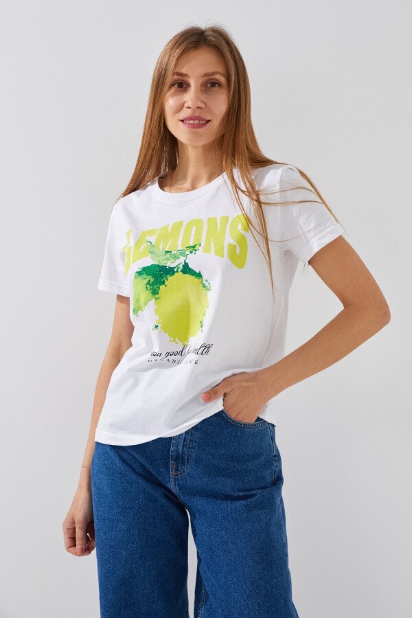 Футболка з принтом жіноча LAWA P-WB02386 XS Білий shop (2000991057661)  Фото №0