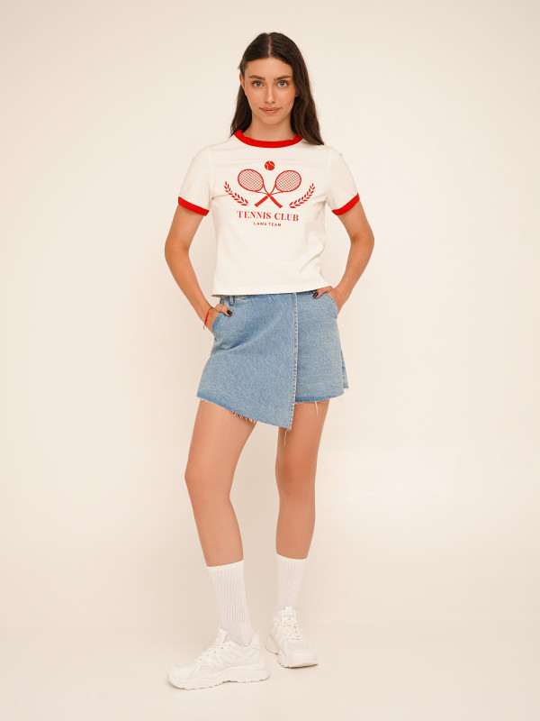 Футболка з принтом Tennis жіноча LAWA P-WB02365 XS Молочний shop (2000990659804)  Фото №4