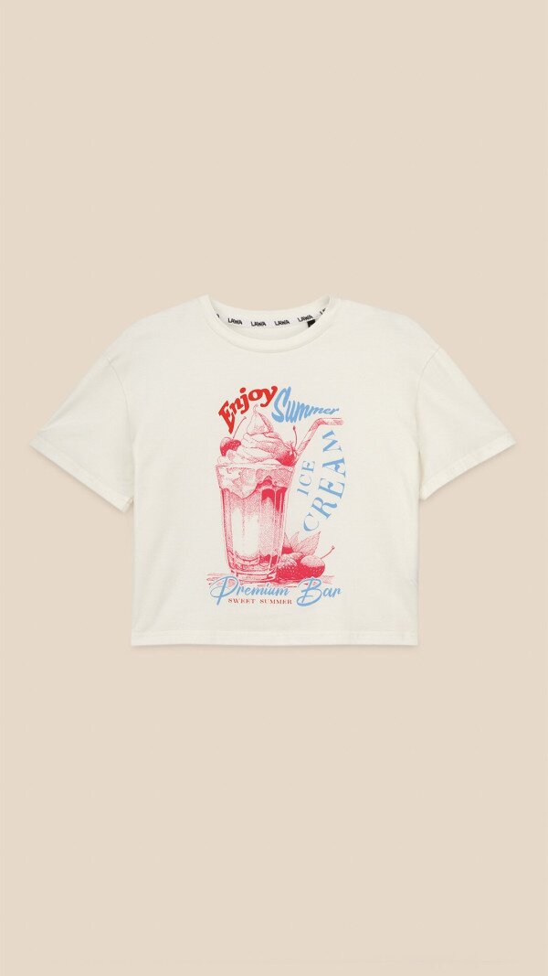 Футболка з принтом Enjoy Summer жіноча  LAWA P-WB02401 L Молочний shop (2000999215360)  Фото №4