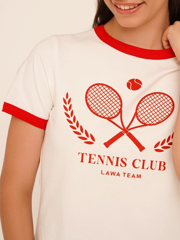 Футболка з принтом Tennis жіноча LAWA P-WB02365 XS Молочний shop (2000990659804)  Фото №1