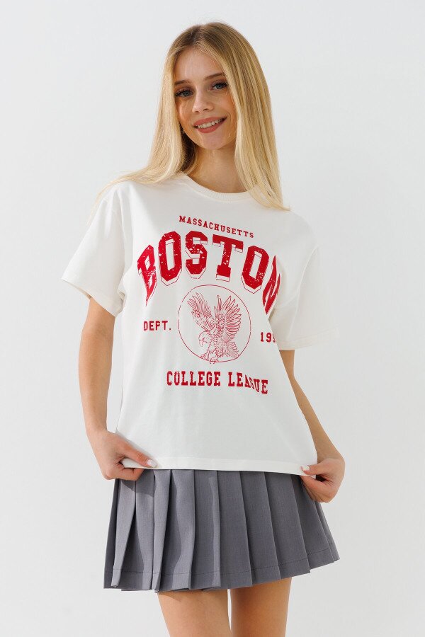 Футболка з принтом для дівчинки LAWA P-GB02304 122 см Молочний shop (2000990873361)  Фото №0