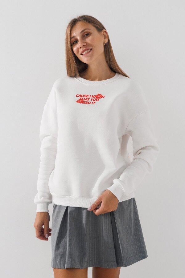 Cвітшот з принтом жіночий LAWA P-WB02374 2XL Молочний shop (2000990791641)  Фото №1