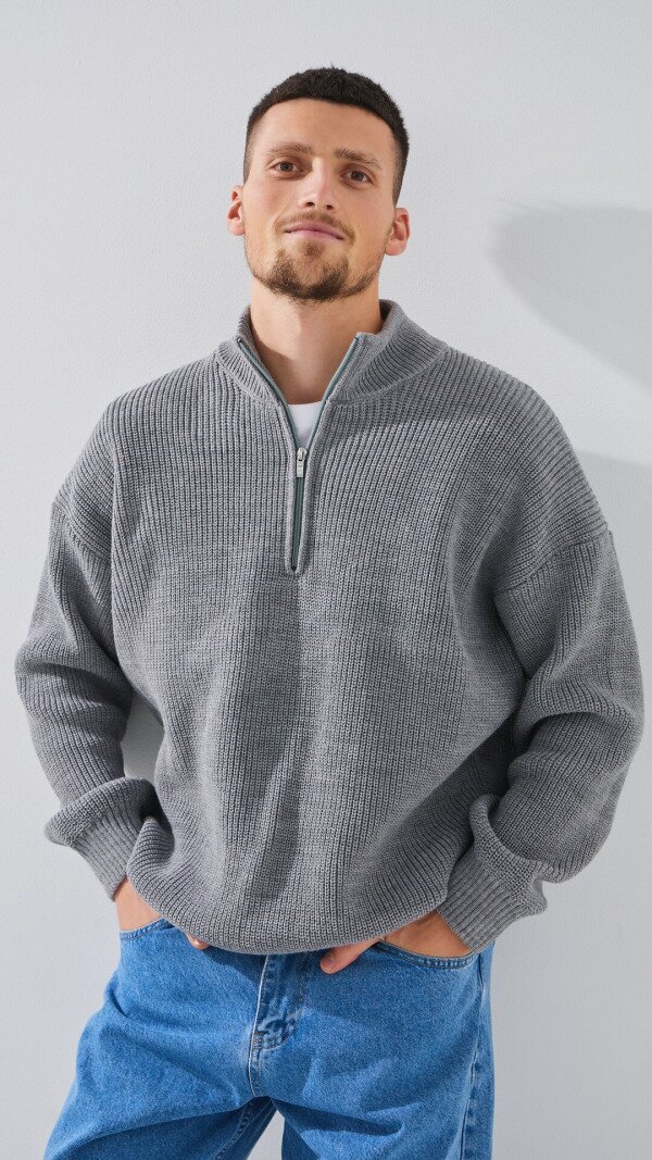 Джемпер однотонний чоловічий LAWA MBC02388 S Сірий shop (2888000018649)  Фото №1