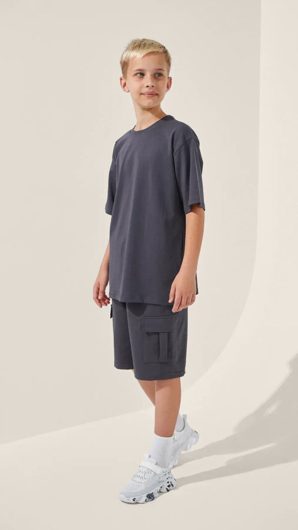 Футболка однотонна для хлопчика LAWA BBC02307 134 см Графітовий shop (2000999205019)  Фото №1