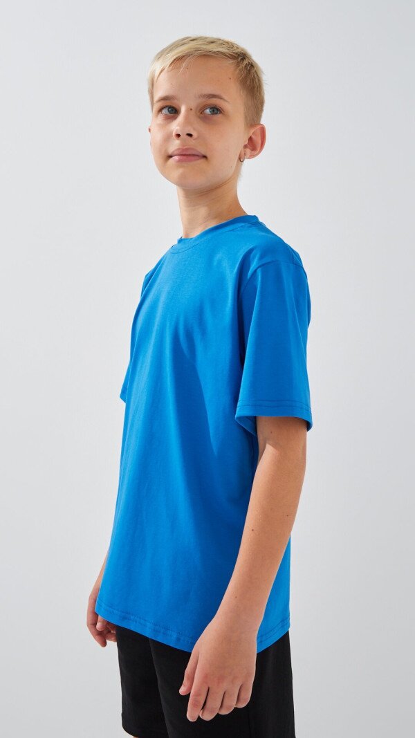 Футболка однотонна для хлопчика LAWA BBC02307 134 см Синій shop (2000999218378)  Фото №3