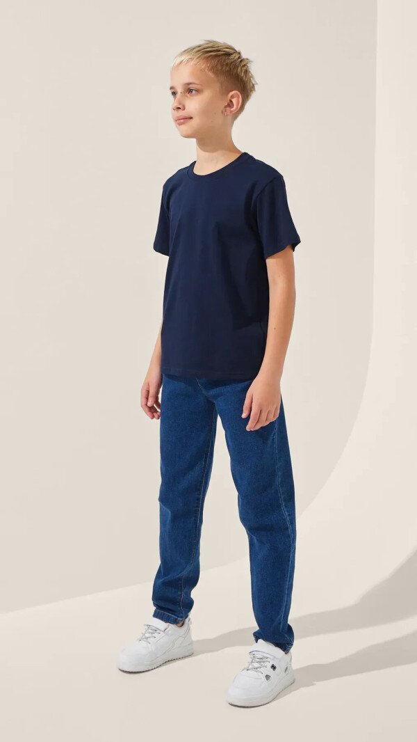 Футболка однотонна для хлопчика LAWA BBC02327 158 см Темно-синій shop (2000999216329)  Фото №1