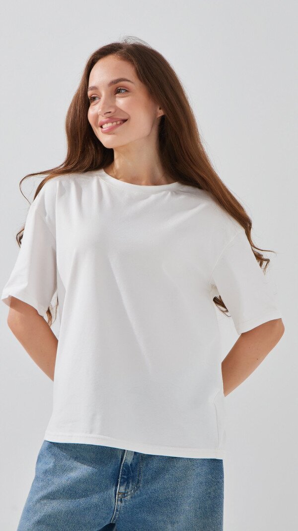Футболка однотонна жіноча LAWA WBC02301 XS Молочний shop (2000999182389)  Фото №1