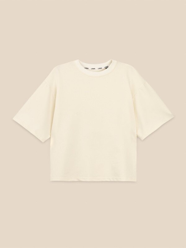 Футболка оверсайз однотонна жіноча LAWA WBC02538 2XL Молочний shop (2000999638565)  Фото №0