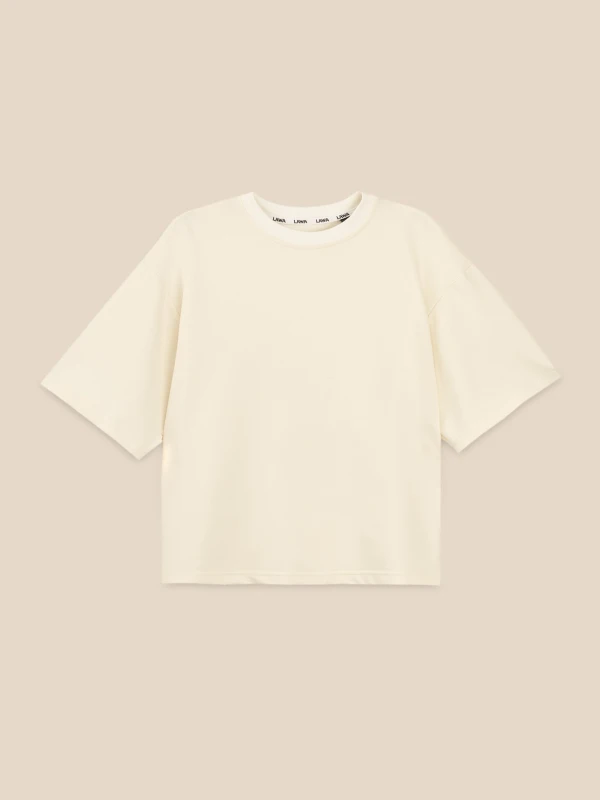 Футболка оверсайз однотонна жіноча LAWA WBC02538 M Молочний shop (2000999638534)  Фото №0