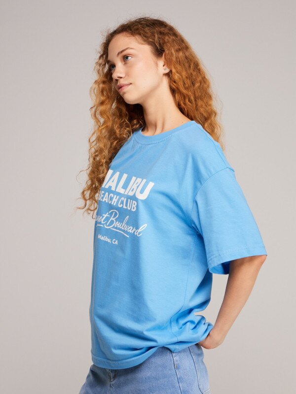 Футболка оверсайз з принтом жіноча LAWA P-WB02422 2XL Блакитний shop (2000999664243)  Фото №3