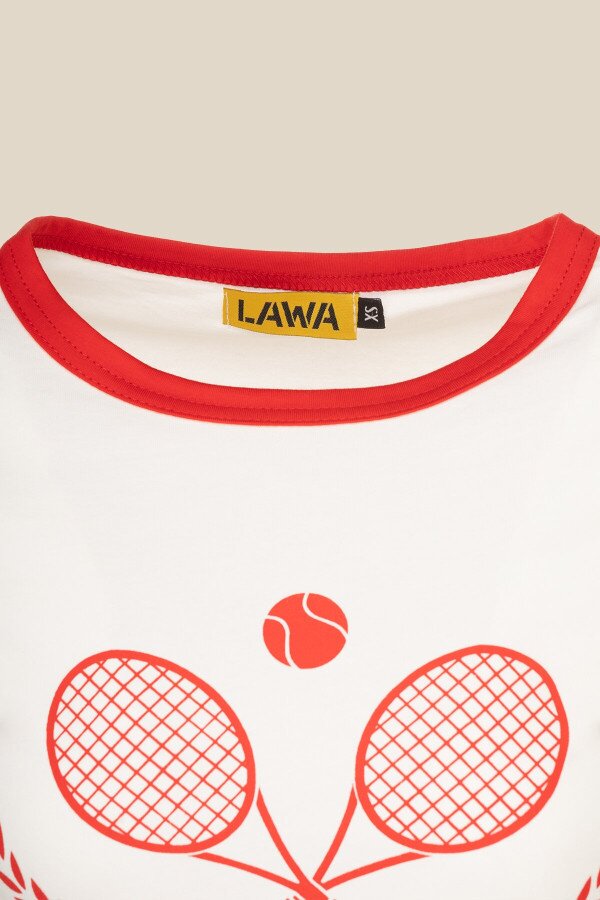 Футболка з принтом Tennis жіноча LAWA P-WB02365 XS Молочний shop (2000990659804)  Фото №6