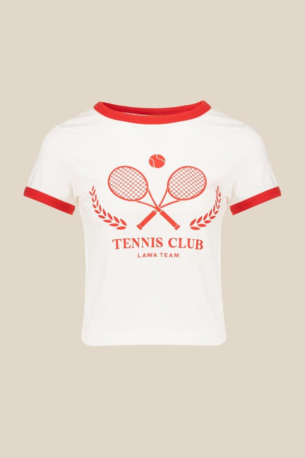 Футболка з принтом Tennis жіноча LAWA P-WB02365 XS Молочний shop (2000990659804)  Фото №5