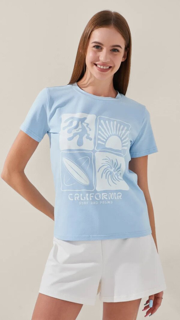 Футболка з принтом California жіноча LAWA P-WB02398 XS Блакитний shop (2000999190797)  Фото №0