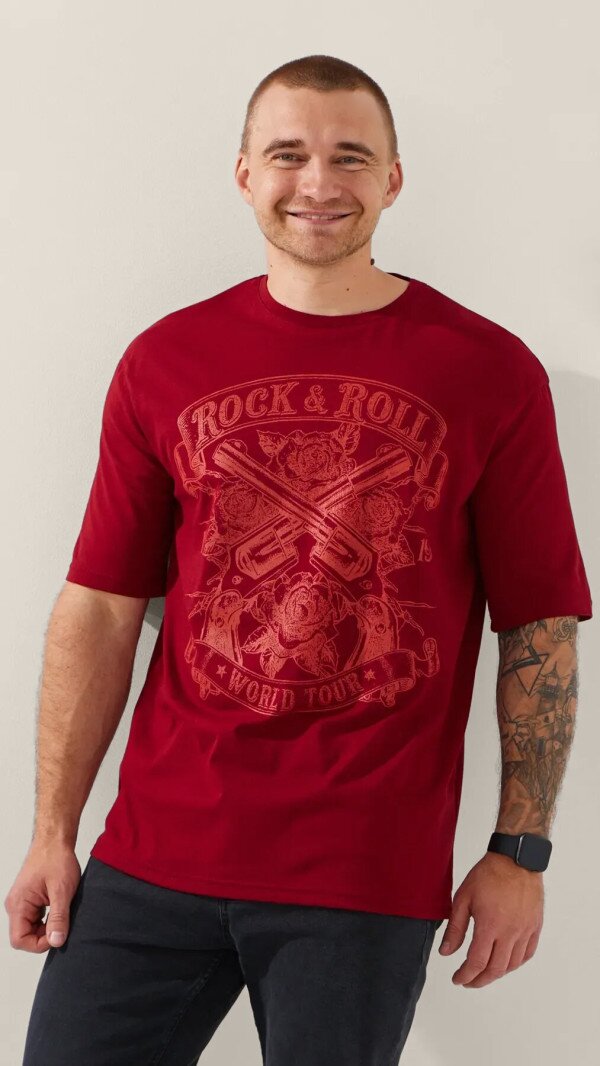 Футболка з принтом чоловіча LAWA P-MB02337 2XL Бордовий shop (2000999183041)  Фото №0