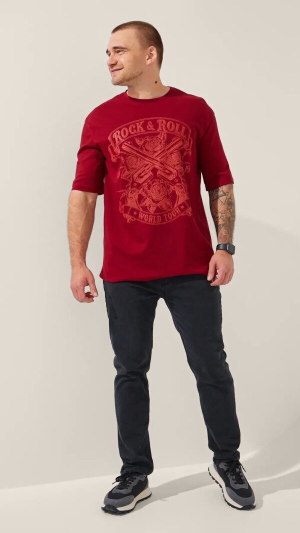 Футболка з принтом чоловіча LAWA P-MB02337 2XL Бордовий shop (2000999183041)  Фото №2