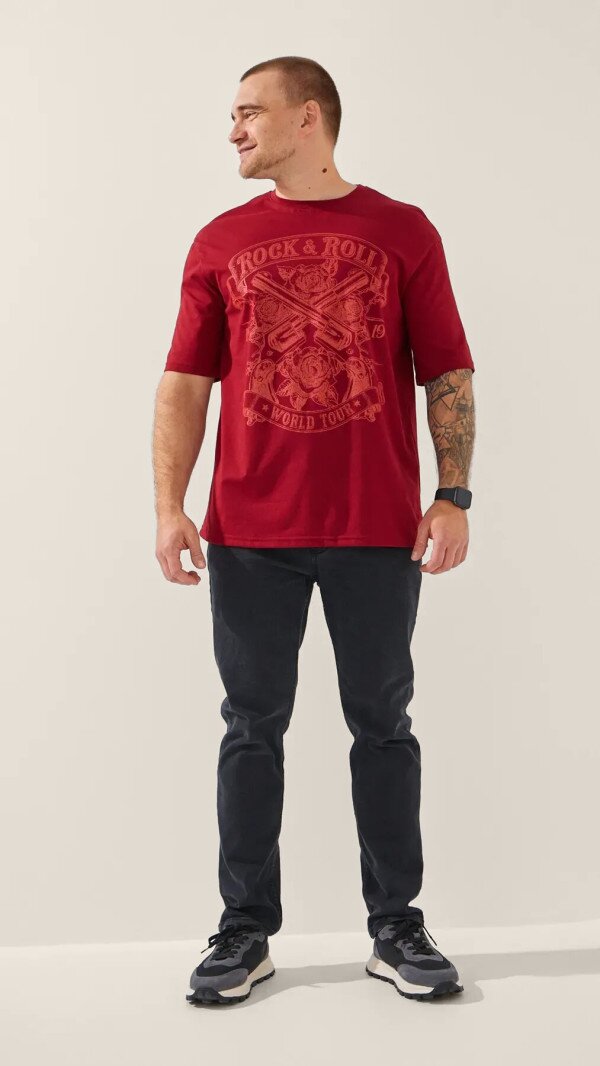 Футболка з принтом чоловіча LAWA P-MB02337 2XL Бордовий shop (2000999183041)  Фото №3