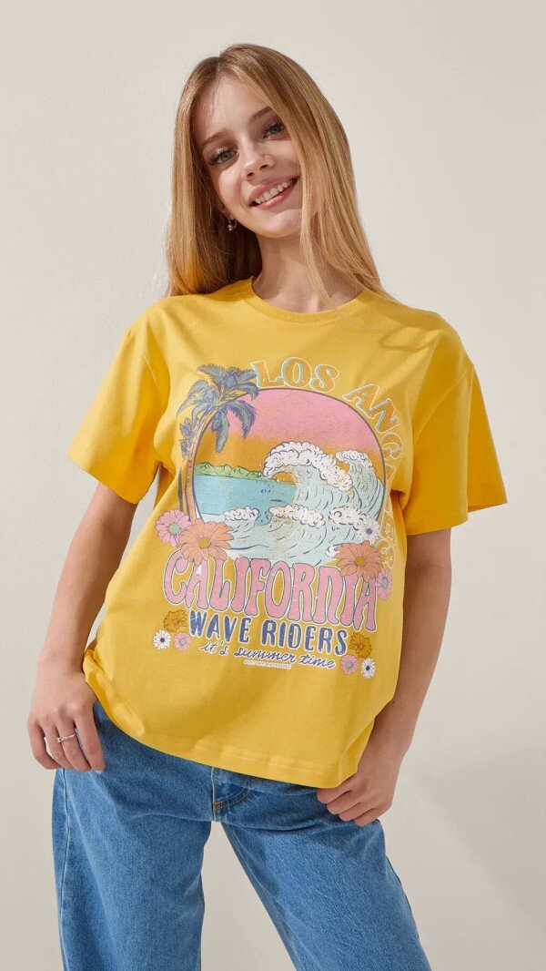 Футболка з принтом для дівчинки LAWA P-GB02319 164 см Жовтий shop (2000999189739)  Фото №2