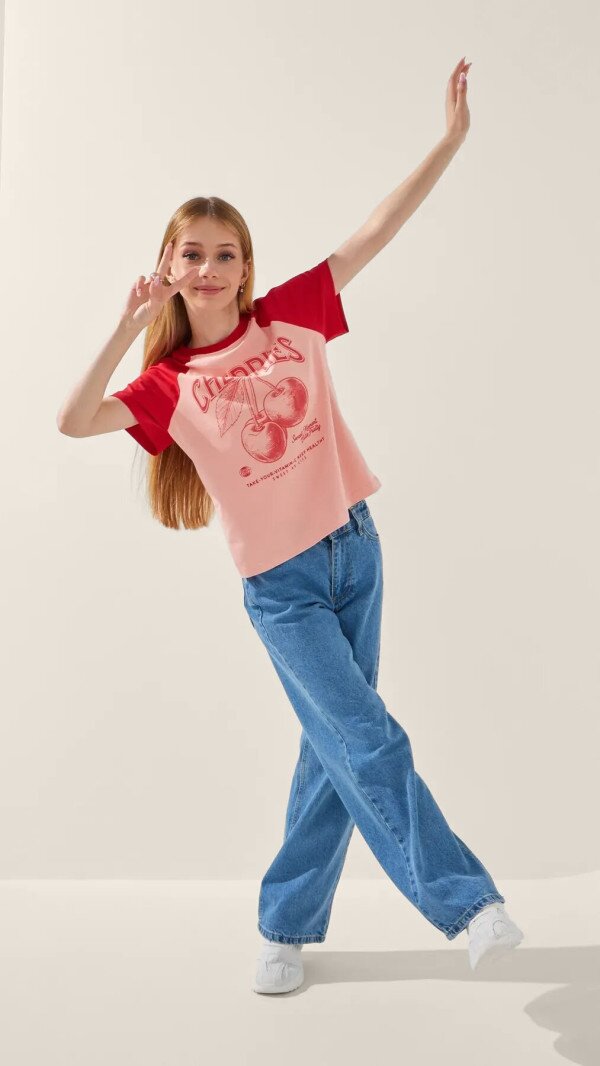 Футболка з принтом для дiвчинки LAWA P-GB02323 134 см Рожевий shop (2000999239229)  Фото №3