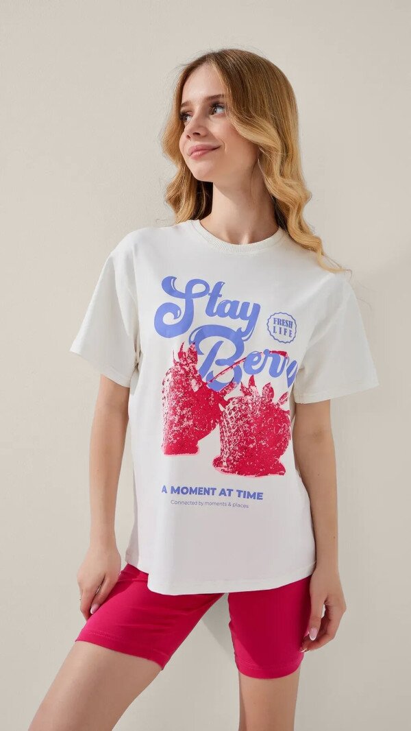 Футболка з принтом для дiвчинки LAWA P-GB02326 158 см Молочний shop (2000999213434)  Фото №0