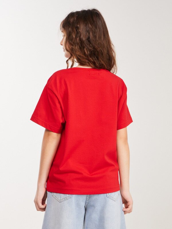 Футболка з принтом для дiвчинки LAWA P-GB02351 134 см Червоний shop (2000999615412)  Фото №4