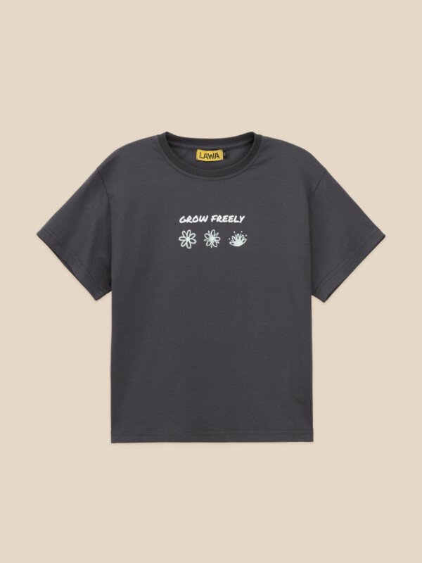 Футболка з принтом для дiвчинки LAWA P-GB02352 134 см Графітовий shop (2000999641947)  Фото №1