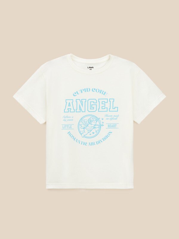 Футболка з принтом для дiвчинки LAWA P-GB02353 140 см Молочний shop (2000999633355)  Фото №4