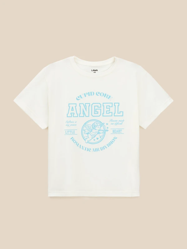 Футболка з принтом для дiвчинки LAWA P-GB02353 158 см Молочний shop (2000999633386)  Фото №4