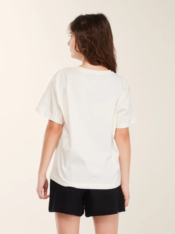 Футболка з принтом для дiвчинки LAWA P-GB02353 158 см Молочний shop (2000999633386)  Фото №3