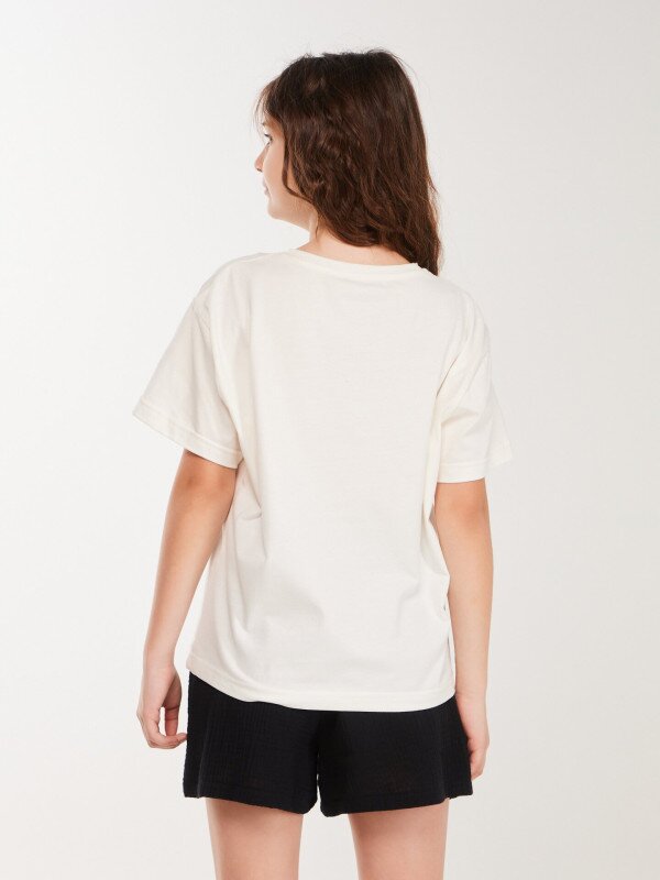 Футболка з принтом для дiвчинки LAWA P-GB02353 134 см Молочний shop (2000999633348)  Фото №4