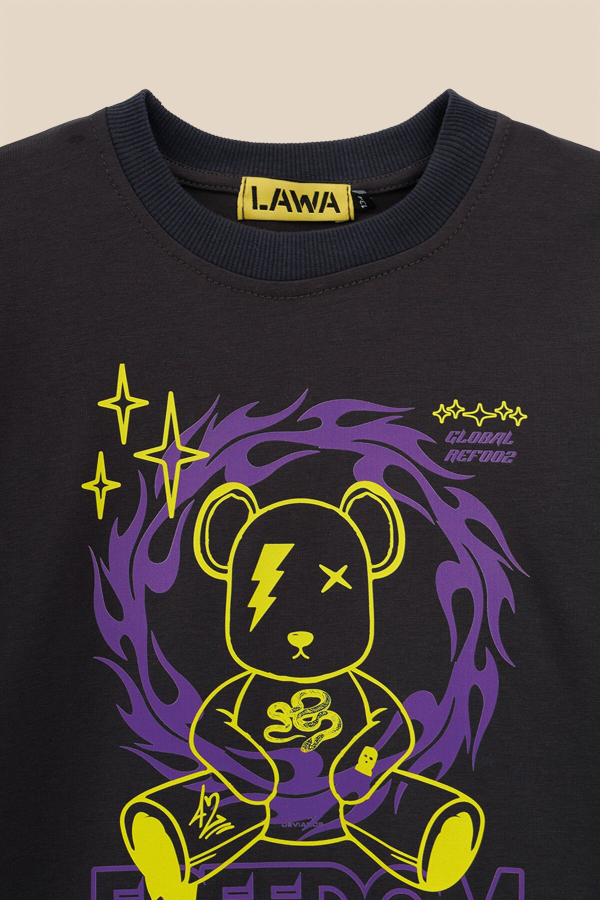 Футболка з принтом для хлопчика LAWA P-BB02305 134 см Графітовий shop (2000990894717)  Фото №3