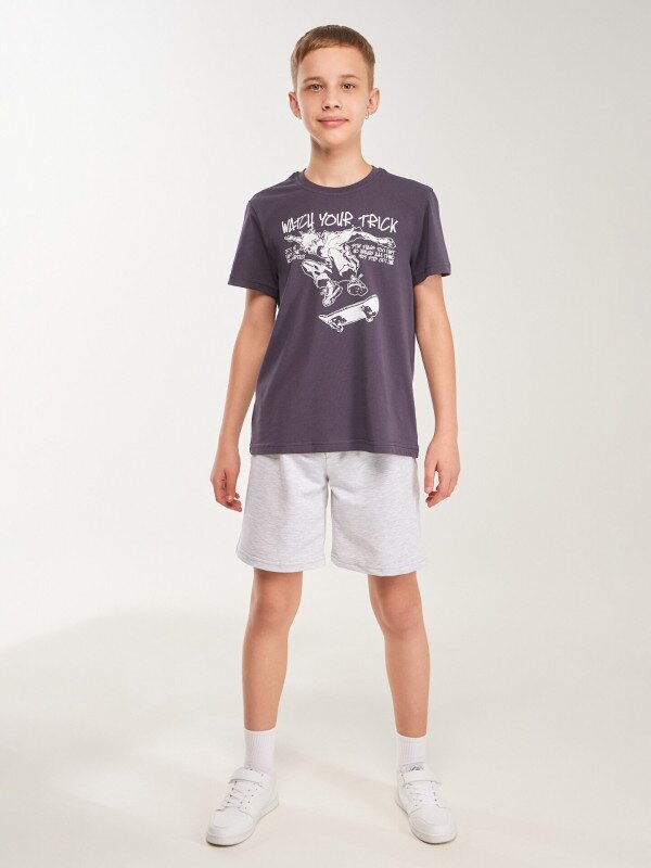 Футболка з принтом для хлопчика LAWA P-BB02345 146 см Графітовий shop (2000999633294)  Фото №2
