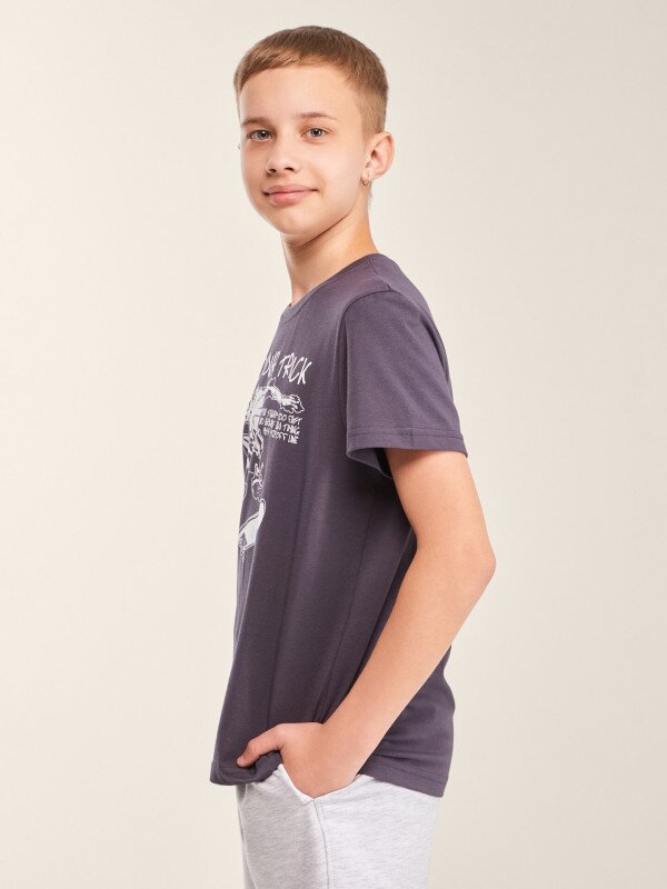 Футболка з принтом для хлопчика LAWA P-BB02345 146 см Графітовий shop (2000999633294)  Фото №2