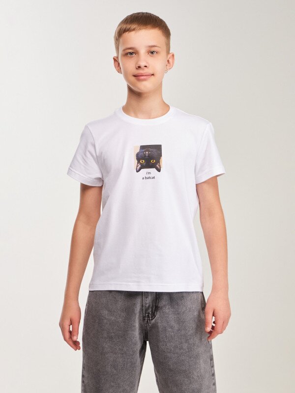 Футболка з принтом для хлопчика LAWA P-BB02347 140 см Білий shop (2000999629730)  Фото №1