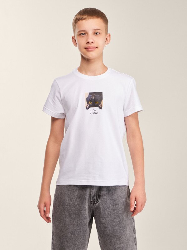 Футболка з принтом для хлопчика LAWA P-BB02347 140 см Білий shop (2000999629730)  Фото №0