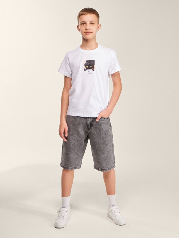 Футболка з принтом для хлопчика LAWA P-BB02347 140 см Білий shop (2000999629730)  Фото №1