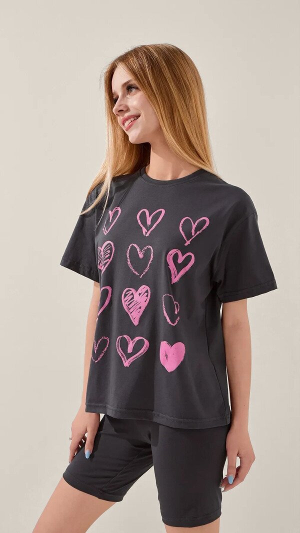 Футболка з принтом HURTS для дiвчинки LAWA P-GB02320 146 см Графітовий shop (2000999176456)  Фото №2