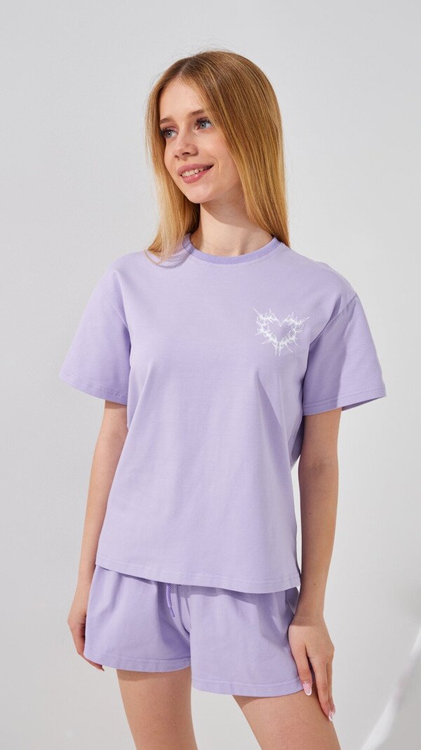 Футболка з принтом Los Angeles для дiвчинки LAWA P-GB02333 140 см Лавандовий shop (2000999229114)  Фото №1
