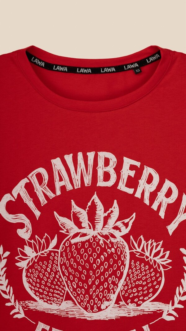 Футболка з принтом Strawberry жіноча  LAWA P-WB02392 XS Червоний shop (2000999215278)  Фото №6
