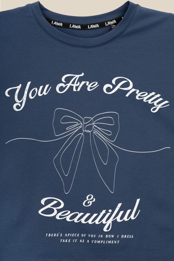 Футболка з принтом YoU are pretty жіноча  LAWA P-WB02395 M Синій shop (2000999173486)  Фото №2
