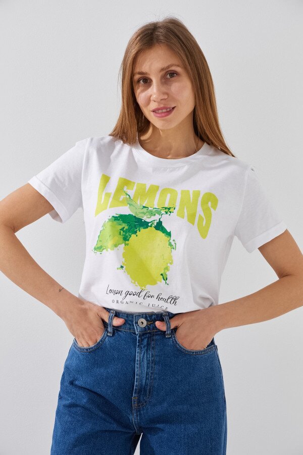 Футболка з принтом жіноча LAWA P-WB02386 XS Білий shop (2000991057661)  Фото №2
