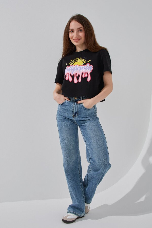 Футболка з принтом жіноча LAWA P-WB02387 XS Чорний shop (2000991069749)  Фото №1