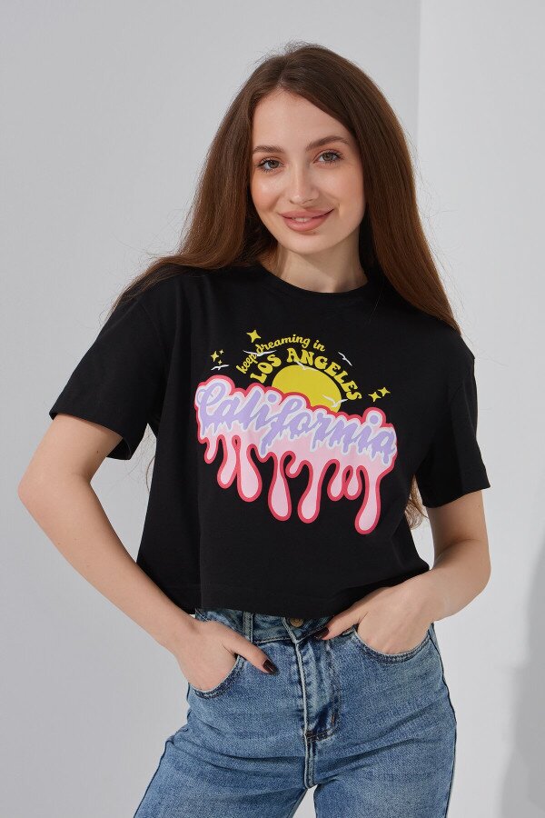Футболка з принтом жіноча LAWA P-WB02387 XS Чорний shop (2000991069749)  Фото №2