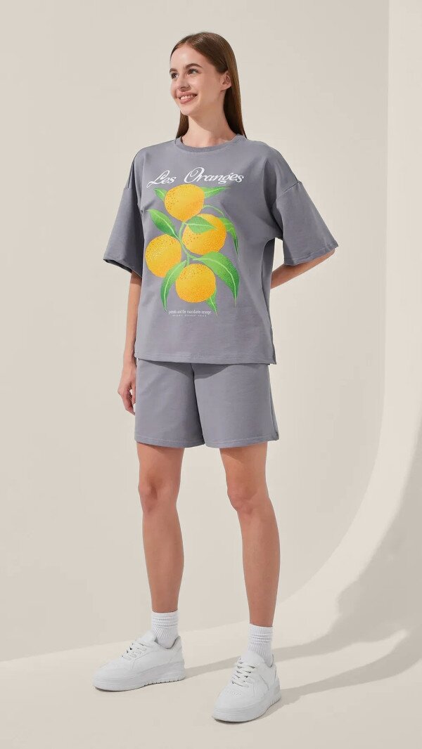 Футболка з принтом жіноча LAWA P-WB02389 S Графітовий shop (2000999188855)  Фото №2