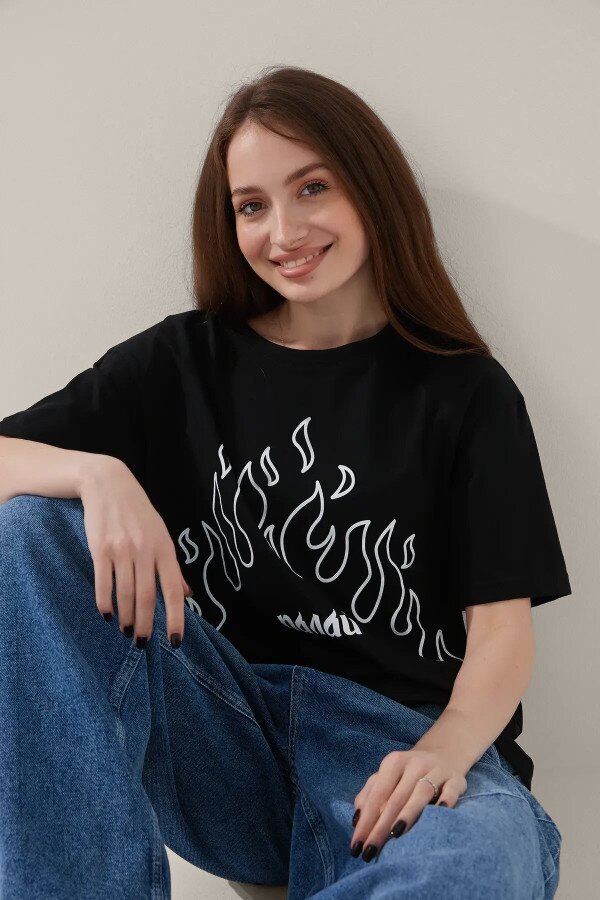 Футболка з принтом жіноча LAWA P-WB02397 XS Чорний shop (2000999138881)  Фото №1