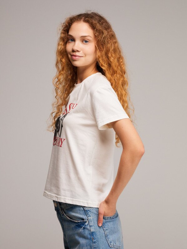 Футболка з принтом жіноча LAWA P-WB02428 2XL Молочний shop (2000999667237)  Фото №3
