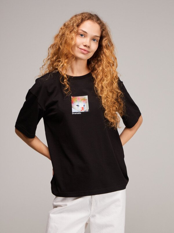 Футболка з принтом жіноча LAWA P-WB02429 XS Чорний shop (2000999651731)  Фото №1