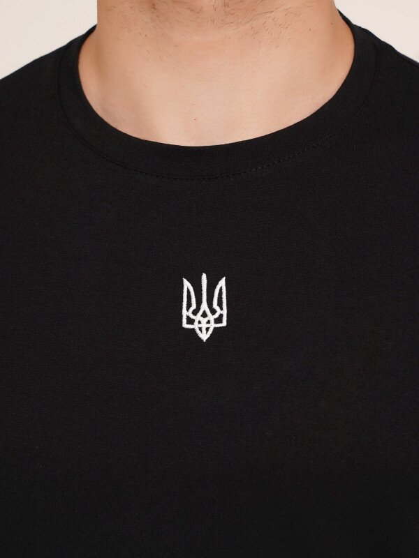 Футболка з принтом чоловіча Герб білий LAWA E-MB02307 L Чорний shop (2000990242709)  Фото №1